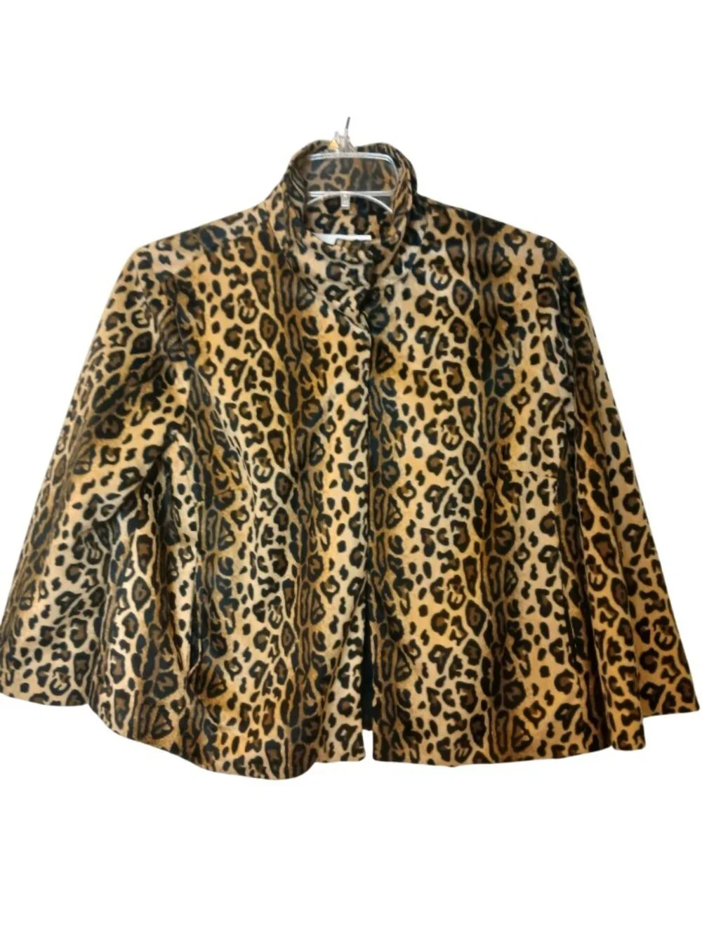 VTG Jaclyn Smith Leopard Print Jacket M Polyester Lined 3 Snap Open Front #L-51 - Picture 2 of 9